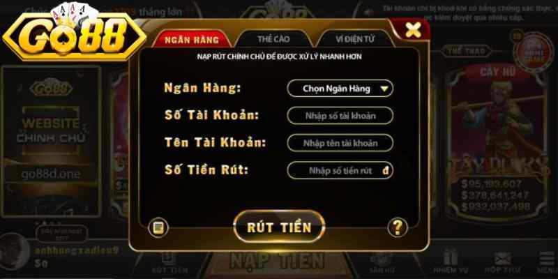 Rút tiền Go88 phần nội dung hướng dẫn cụ thể